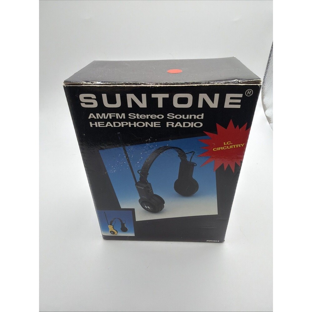 1993 Vintage SUNTONE AM FM Stereo Sound Headphone Radio Foldable Antenna-NEW